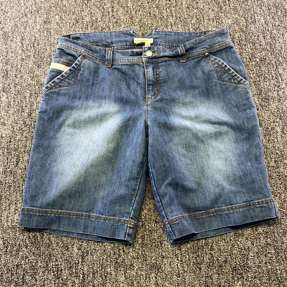 Royal Robbins Bermuda Shorts Womens 14 Blue Denim Outdoor Medium Wash Zip Fly